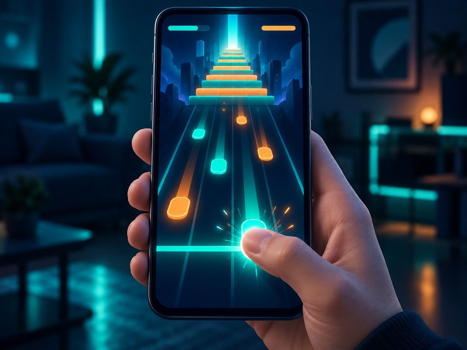Ritim Basamağı oyununun tek elle oynanan dikey mod görünümü